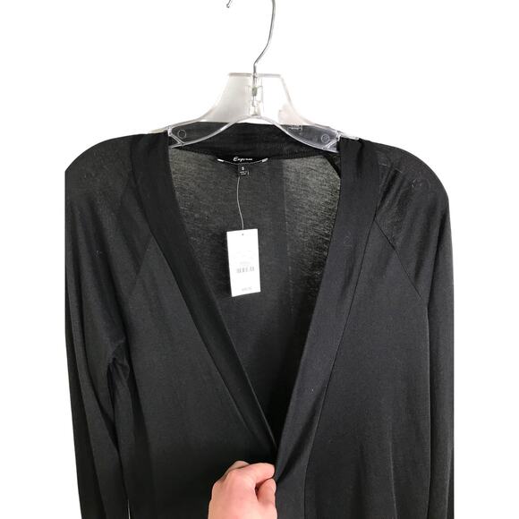 Express Cardigan Womens Small Black Cotton Long Sleeve Open Front Casual NWT - Picture 2 of 7
